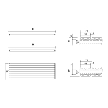 DQ Heating Tornado Double Panel Mild Steel Horizontal Designer Radiator - Anthracite
