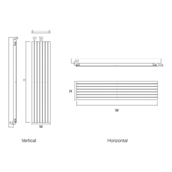 DQ Heating Delta Stainless Steel Horizontal Designer Radiator