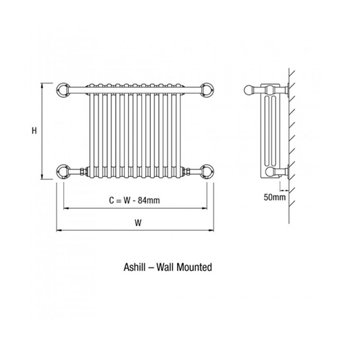 DQ Heating Ashill Wall Mounted Luxury Traditional Heated Towel Rail