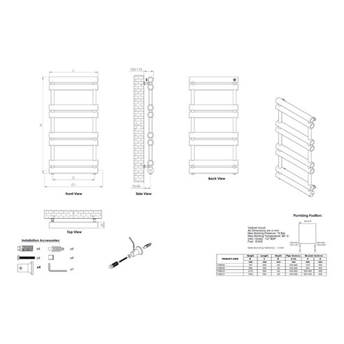 Aeon Tubo Stainless Steel Vertical Designer Heated Towel Rail Radiator