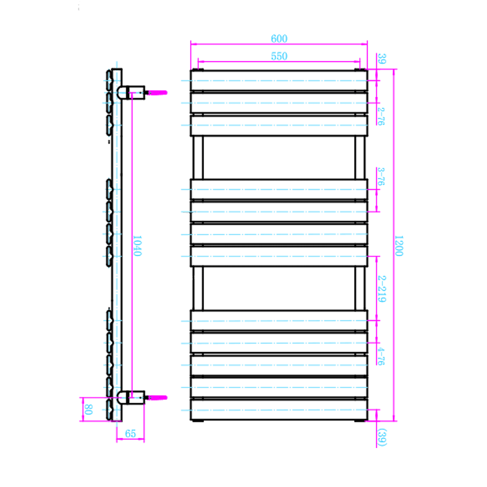 Brenton Avezzano Anthracite Flat Panel Heated Towel Rail