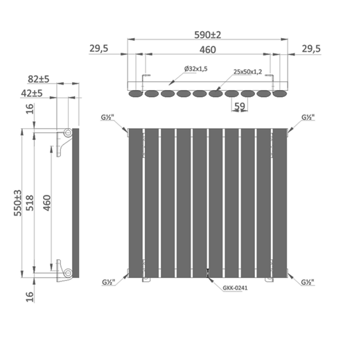 The Tap Factory Vibrance Single Panel Horizontal Radiator 550 x 590mm - 15 Colours Available