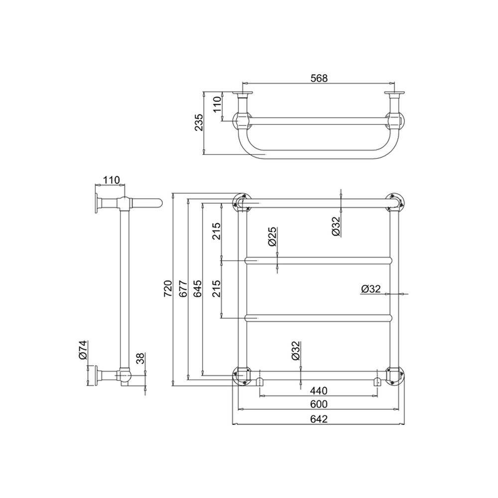 Burlington Cleaver Traditional Towel Radiator 720 x 642mm