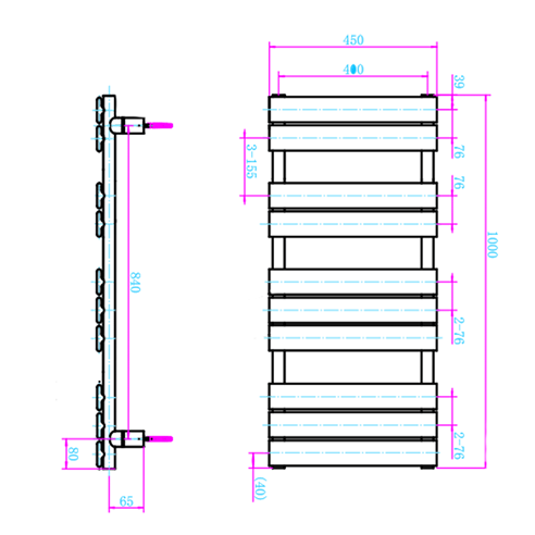Brenton Avezzano Anthracite Flat Panel Heated Towel Rail