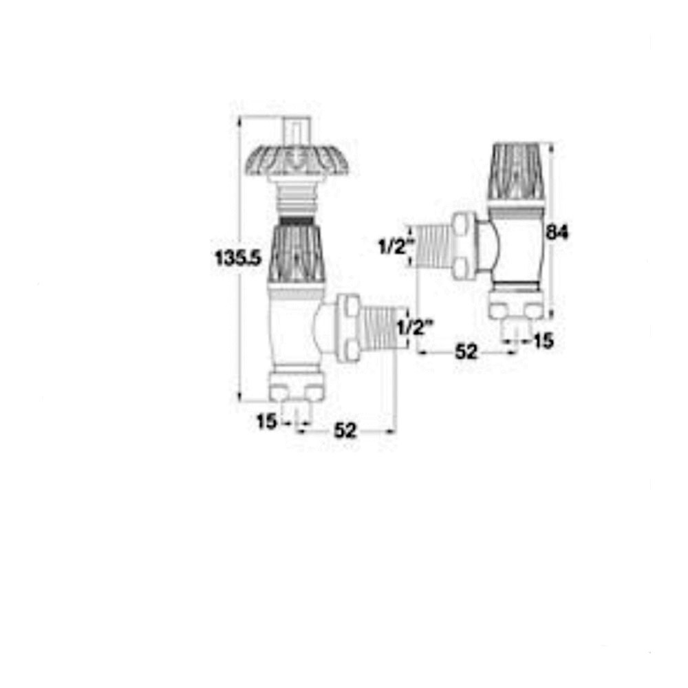 Hudson Reed Traditional Angled Radiator Valves - Chrome
