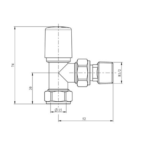 Brenton 15mm Angled Manual Radiator Valves - Carbon Anthracite