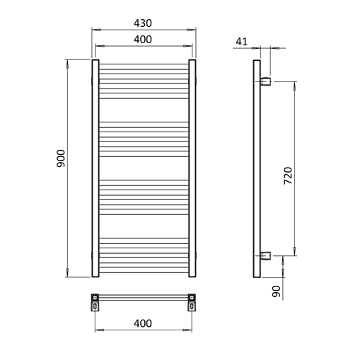 Crosswater MPRO Matt Black Heated Towel Rail