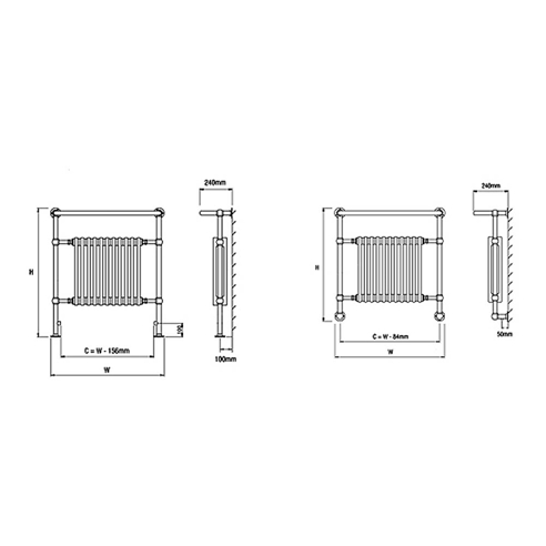 DQ Heating Croxton Wall Mounted Luxury Traditional Heated Towel Rail