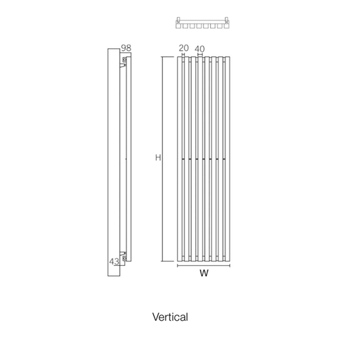 DQ Heating Dune Stainless Steel Vertical Designer Radiator