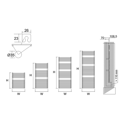 DQ Heating Cube T Vertical Designer Heated Towel Rail - Anthracite