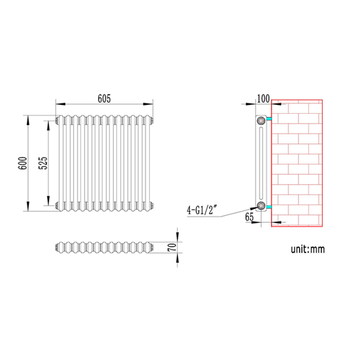 Brenton Olympus Horizontal 2 Column Radiator - Anthracite