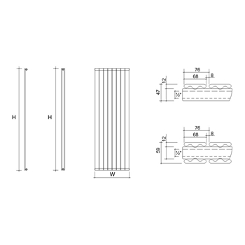 DQ Heating Tornado Double Panel Mild Steel Vertical Designer Radiator - White