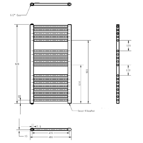 Brenton Hestia Electric Straight Heated Towel Rail