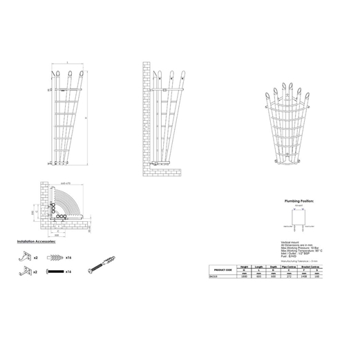 Aeon Bamboo Stainless Steel Corner Vertical Designer Radiator - 1800 x ...