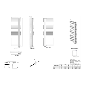 Aeon Combe Vertical Designer Heated Towel Rail Radiator - Brushed Stainless Steel
