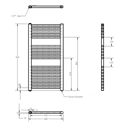 Brenton Hestia Electric Straight Heated Towel Rail