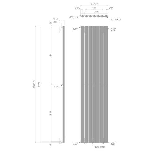 The Tap Factory Vibrance Single Panel Vertical Radiator 1800 x 413mm - 15 Colours Available