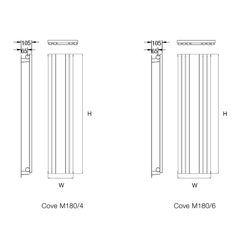 DQ Heating Cove Mirror Mild Steel Vertical Designer Radiator