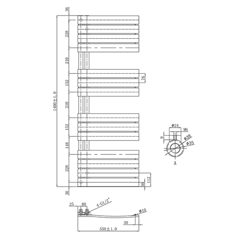 EliteHeat Steel Open-Side Heated Towel Rail - Chrome