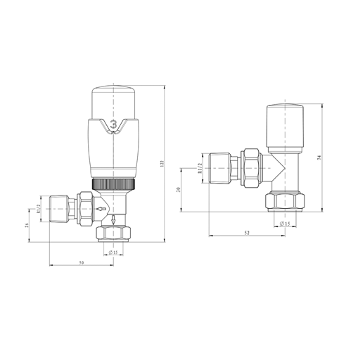 Brenton Designer Angled Thermostatic Radiator Valves - Anthracite