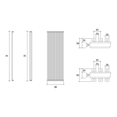DQ Heating Cube Single Panel Mild Steel Vertical Designer Radiator - White