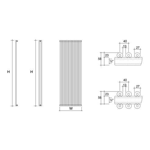 DQ Heating Vulcano Single Panel Mild Steel Vertical Designer Radiator