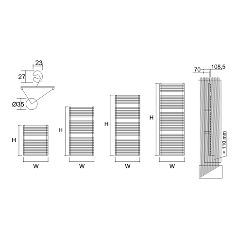DQ Heating Vulcano T Vertical Designer Heated Towel Rail