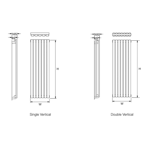 DQ Heating Cove Single Panel Stainless Steel Vertical Designer Radiator
