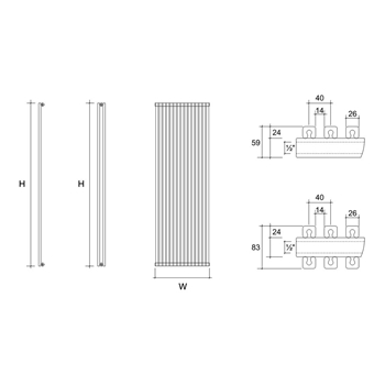 DQ Heating Cube Double Panel Mild Steel Vertical Designer Radiator - Anthracite