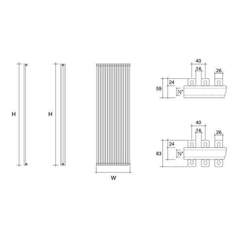 DQ Heating Cube Double Panel Mild Steel Vertical Designer Radiator - Anthracite