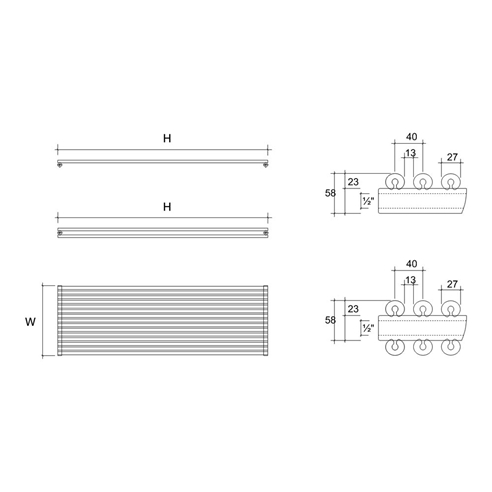 DQ Heating Vulcano Single Panel Mild Steel Horizontal Designer Radiator