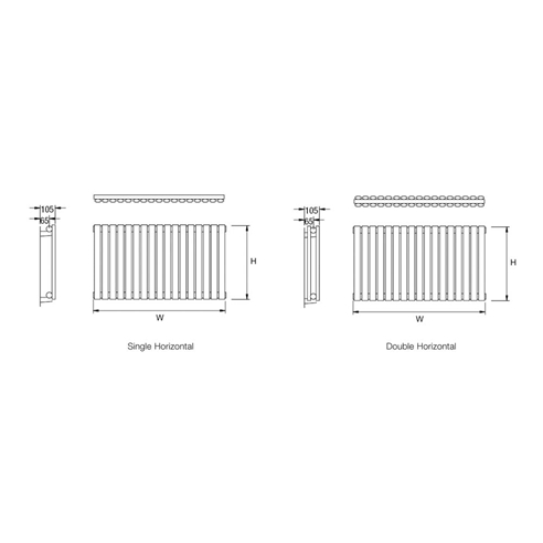 DQ Heating Cove Double Panel Mild Steel Horizontal Designer Radiator