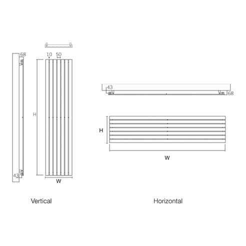 DQ Heating Delta Stainless Steel Vertical Designer Radiator