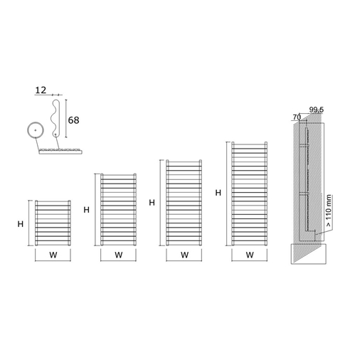 DQ Heating Tornado T Vertical Designer Heated Towel Rail