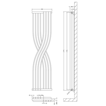 Hudson Reed Xcite Vertical Designer Radiator - Anthracite - 1775 x 450mm