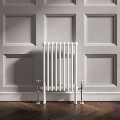 EliteHeat Horizontal Designer 2 Column White Radiator - 600mm Tall