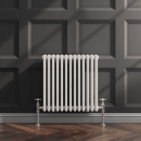 EliteHeat Horizontal Designer 2 Column White Radiator - 600mm Tall