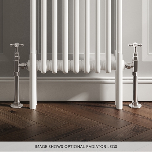EliteHeat Horizontal Designer 4 Column White Radiator - 600mm Tall