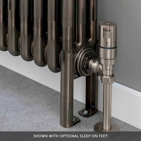 EliteHeat 2 Column Vertical Radiator - Bare Metal Lacquer Finish - 1800mm Tall