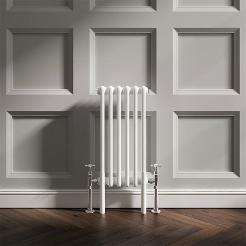 EliteHeat Horizontal Designer 2 Column White Radiator - 600mm Tall