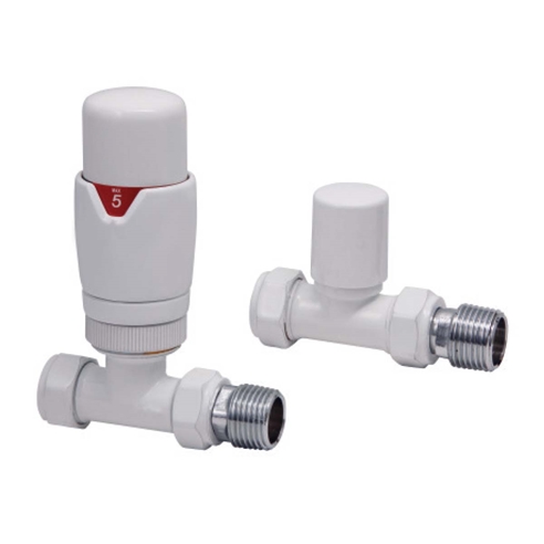 Brenton Designer Straight Thermostatic Radiator Valves - White