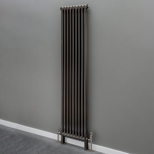 EliteHeat 2 Column Vertical Radiator - Bare Metal Lacquer Finish - 1800mm Tall