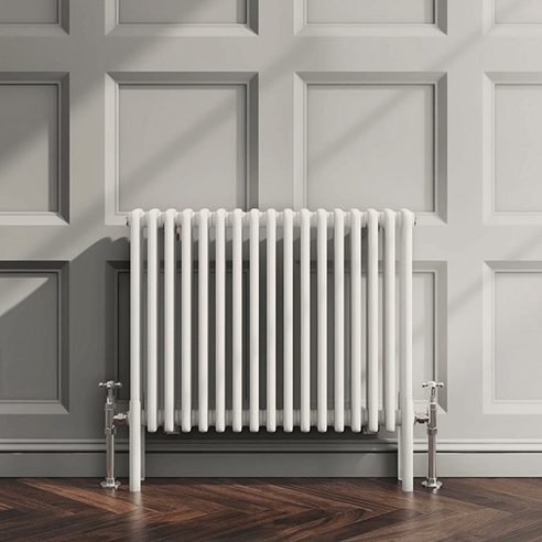 EliteHeat Horizontal Designer 2 Column White Radiator - 600mm Tall