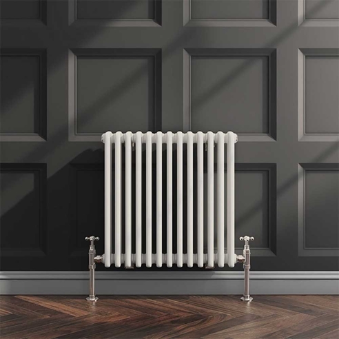 EliteHeat Horizontal Designer 4 Column White Radiator - 600mm Tall